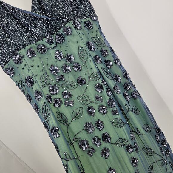 Cache Dress Blue Green y2k Beaded Sequin Embellished Maxi Prom Whims Goth Size M - Picture 2 of 12